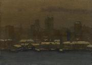 unknow artist, River Front, New York, in Winter